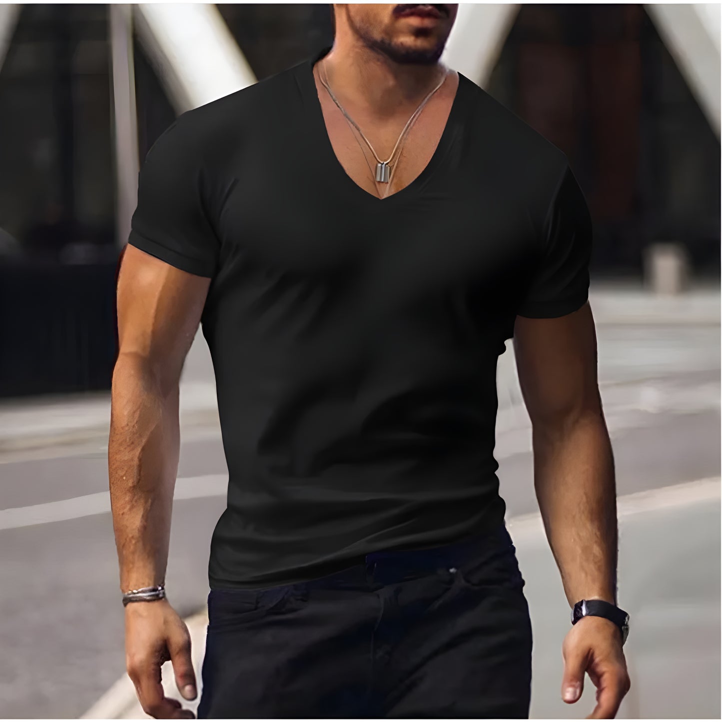 Lukas™ | Herrars avslappnade T-shirt med V-ringning