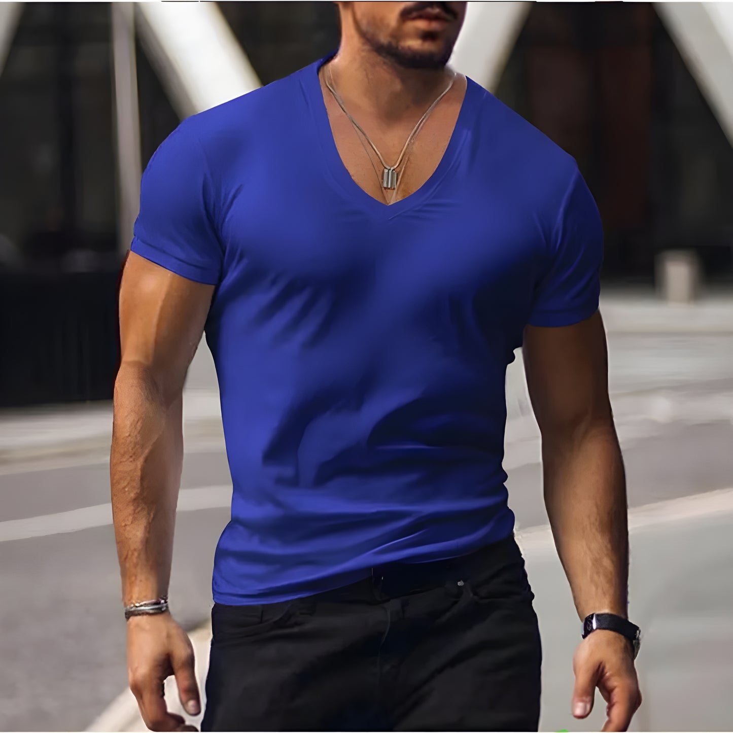 Lukas™ | Herrars avslappnade T-shirt med V-ringning