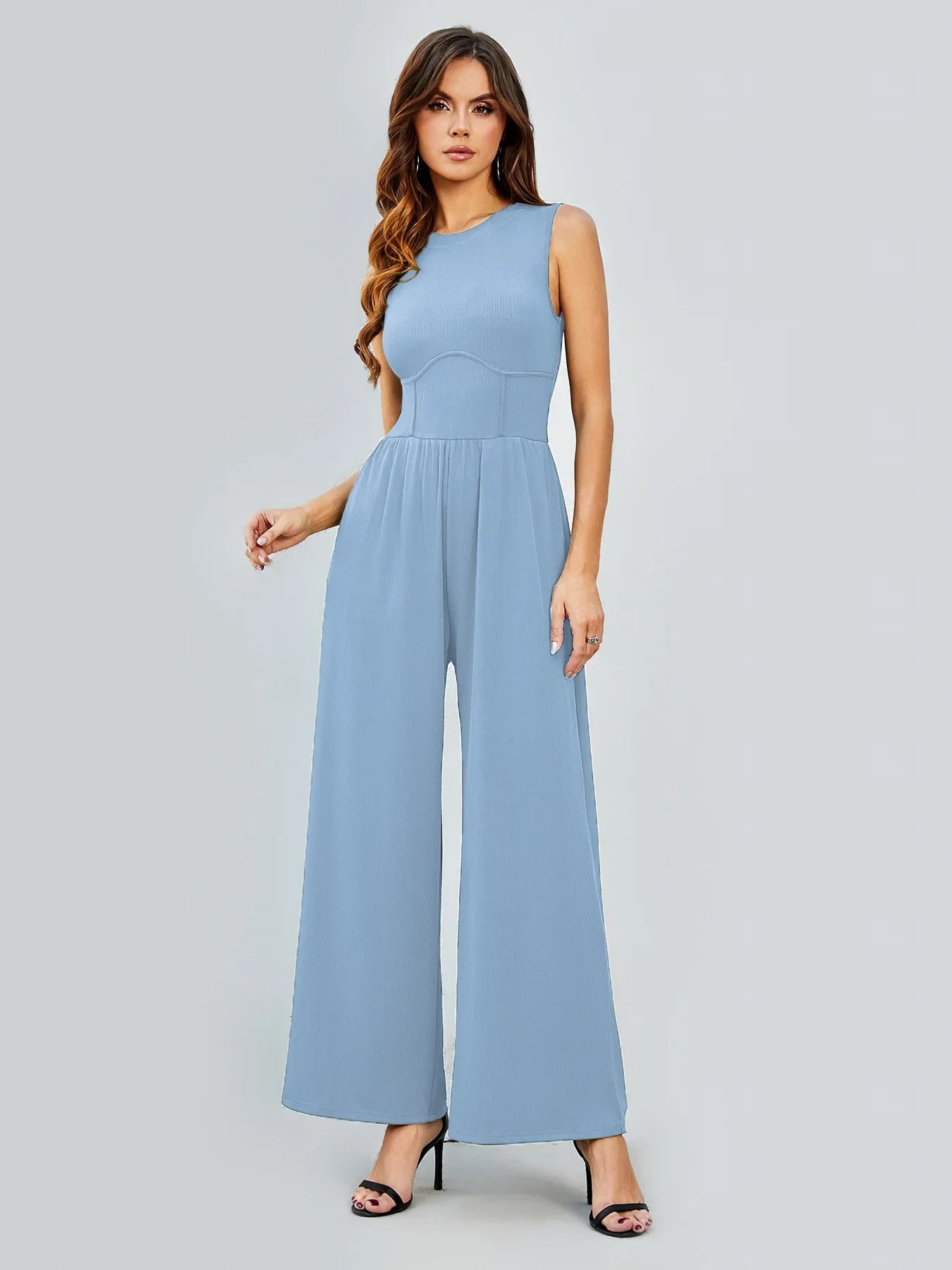 Elara™ | Enfärgad ärmlös jumpsuit med vida ben