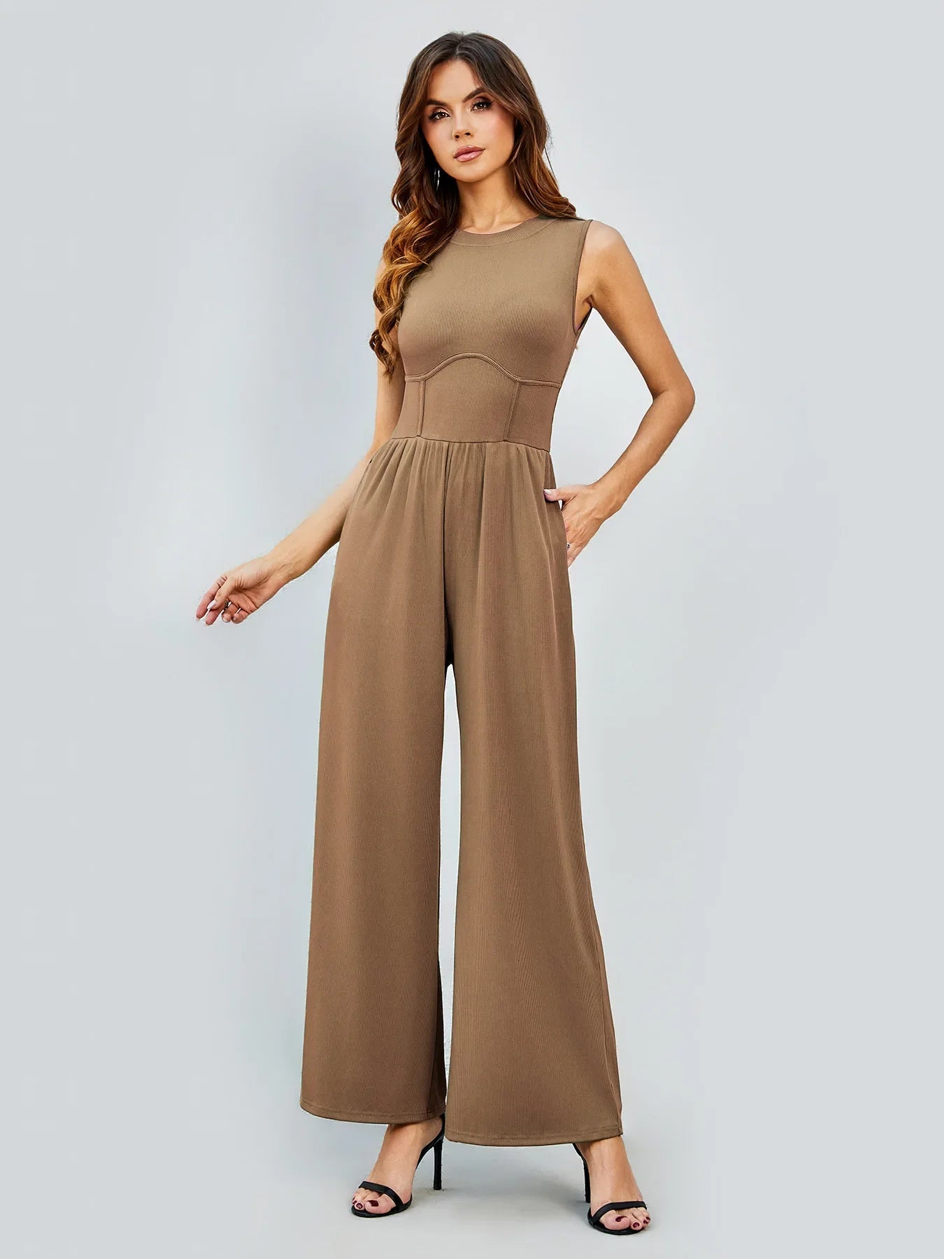 Elara™ | Enfärgad ärmlös jumpsuit med vida ben