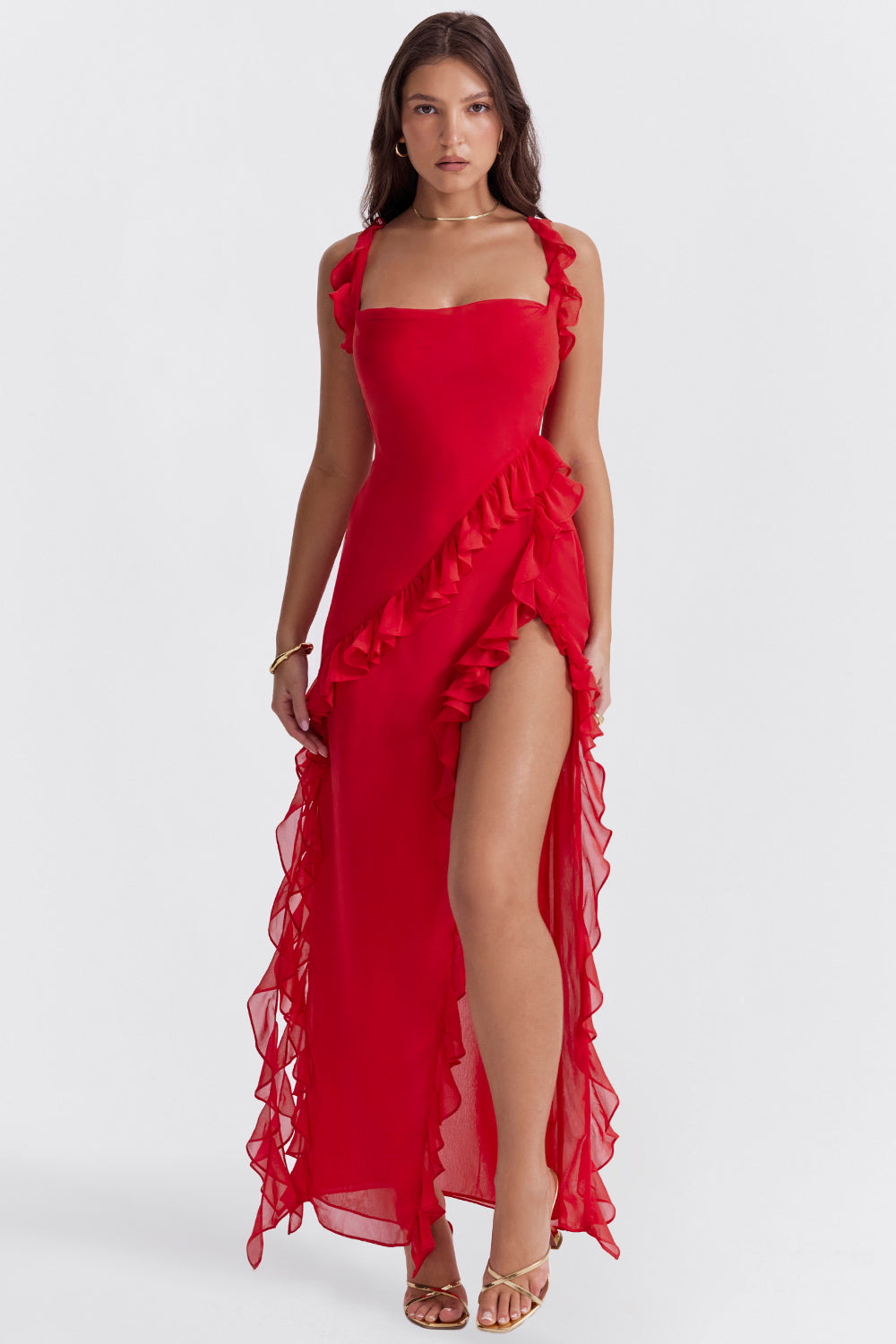 Elina™ | Elegant Klänning med Volanger och Slits