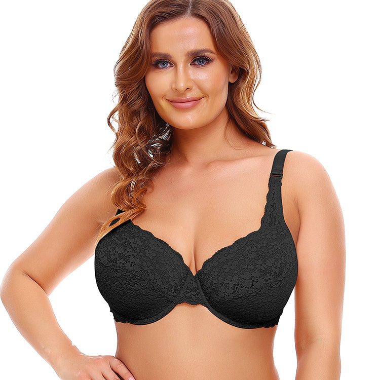 Nora™ Elegant Bh i Plusstorlek med Bygel – Lyxig Spets & Jacquard
