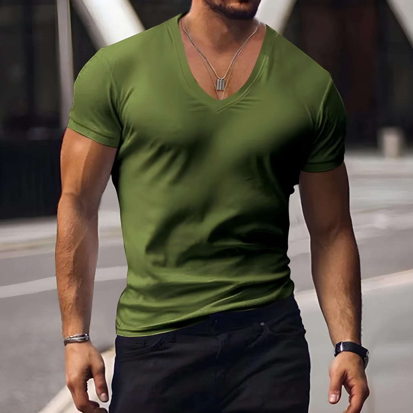 Lukas™ | Herrars avslappnade T-shirt med V-ringning