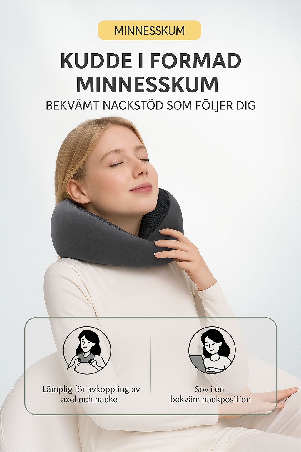 Gary™ | Ultimativt bekväm nackkudde i memoryskum för resor
