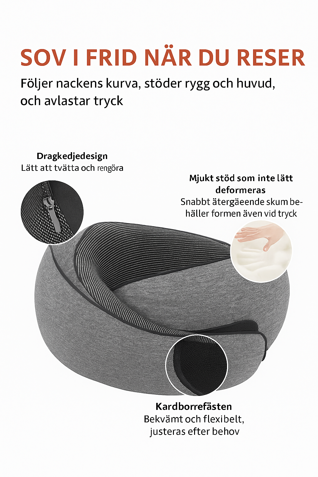 Gary™ | Ultimativt bekväm nackkudde i memoryskum för resor