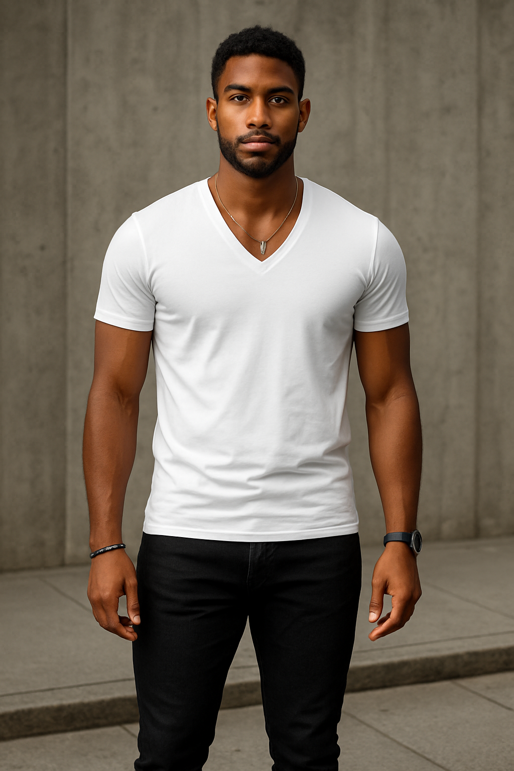 Lukas™ | Herrars avslappnade T-shirt med V-ringning