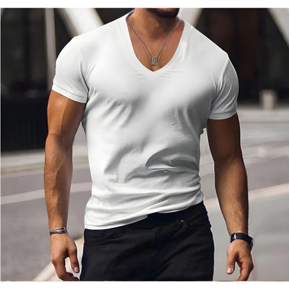 Lukas™ | Herrars avslappnade T-shirt med V-ringning