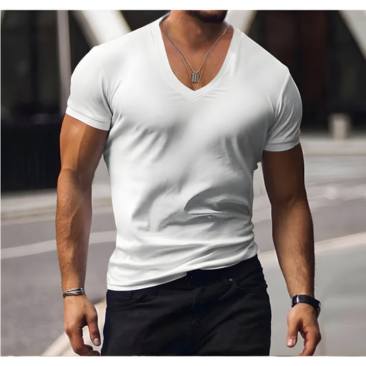 Lukas™ | Herrars avslappnade T-shirt med V-ringning