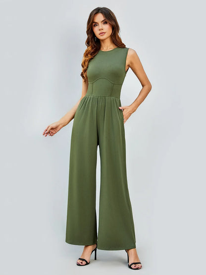 Elara™ | Enfärgad ärmlös jumpsuit med vida ben