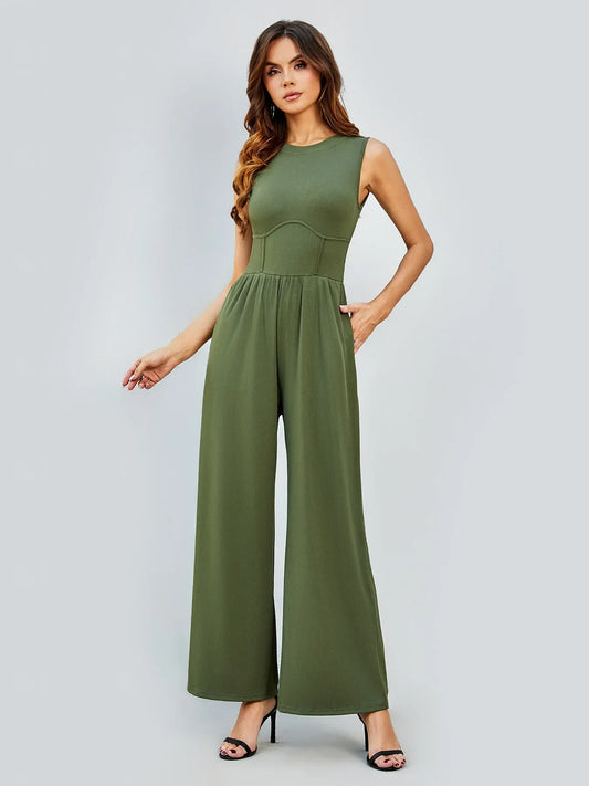 Elara™ | Enfärgad ärmlös jumpsuit med vida ben