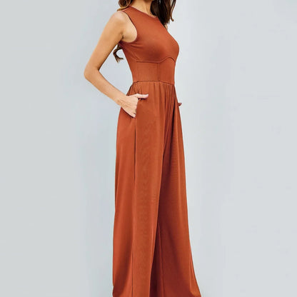 Elara™ | Enfärgad ärmlös jumpsuit med vida ben