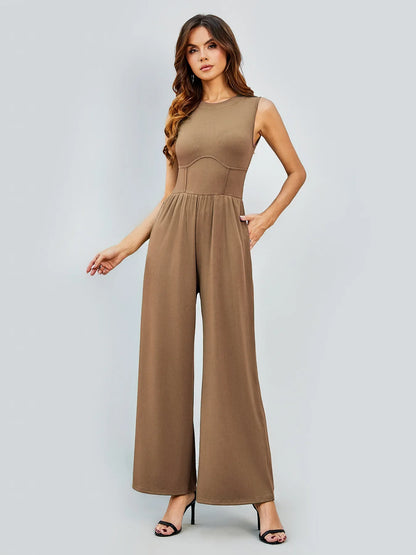 Elara™ | Enfärgad ärmlös jumpsuit med vida ben