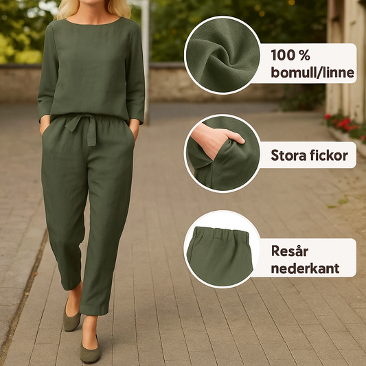 Tyra Voyage™ Tvådelad Set i Ren Bomull | Perfekt för resor och kvällsbruk.