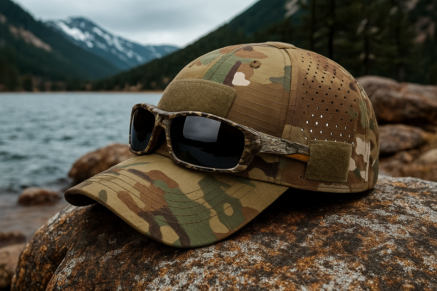 Falk ™ | Kamouflagekeps med glasögon